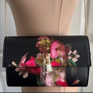 Ted Baker Black and Pink Floral Shoulder Bag